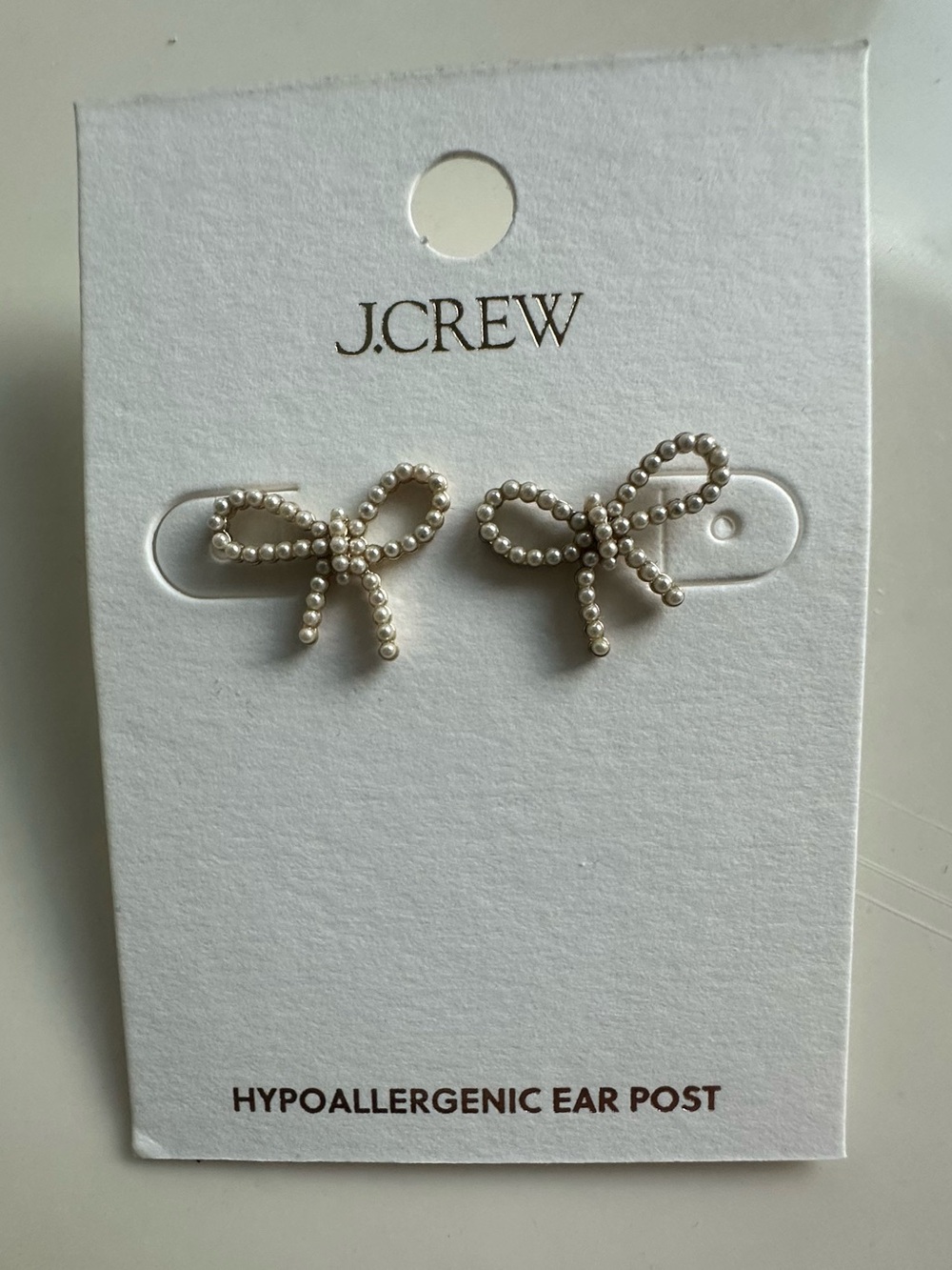 J.Crew Pearl-Textured Bow Stud Earrings in Gold-Tone